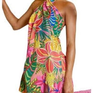 Vibrant Tropical Halter Dress